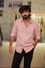 Pink Linen Full-Hand Shirt