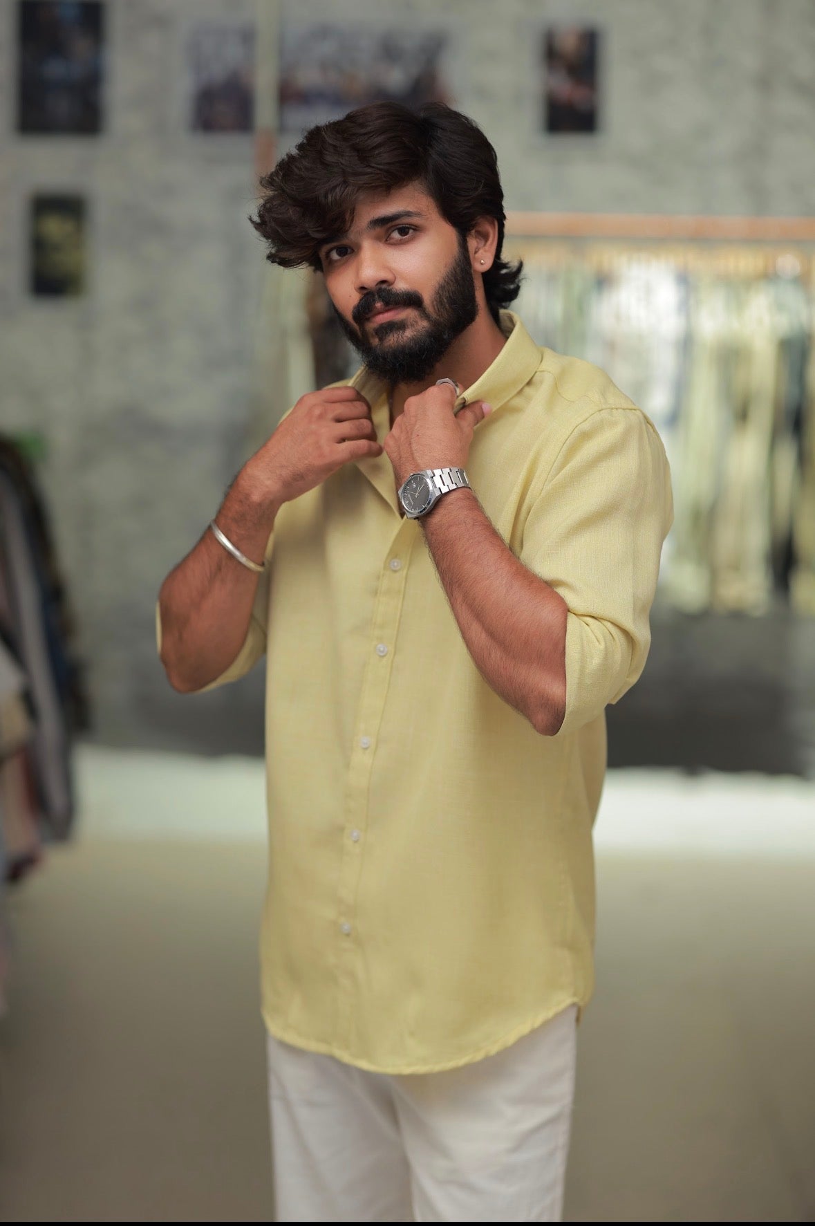 Yellow Linen Full-Hand Shirt