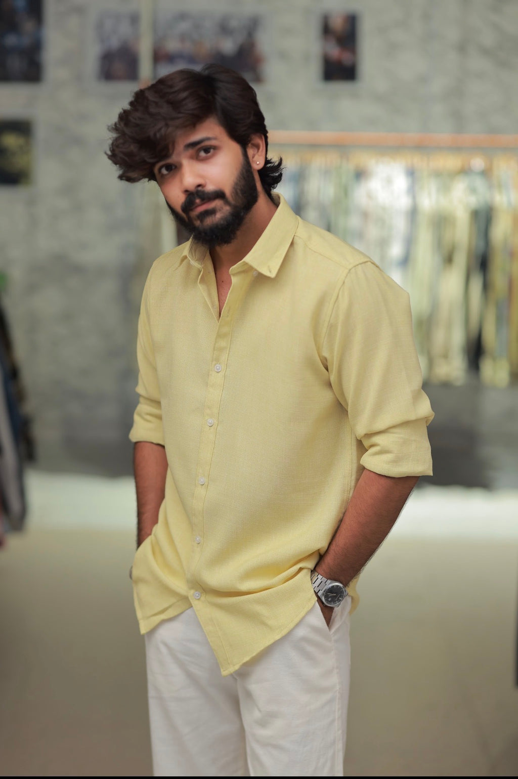 Yellow Linen Full-Hand Shirt