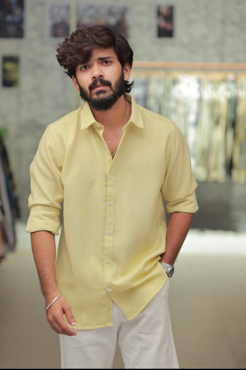 Yellow Linen Full-Hand Shirt