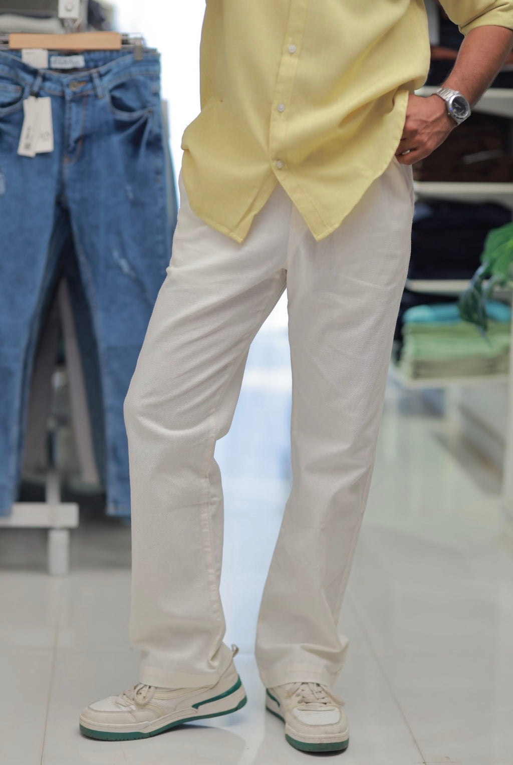 Semi-White Linen Trousers