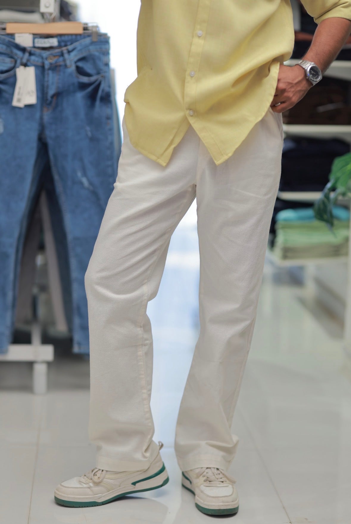 Semi-White Linen Trousers