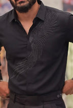Black Stone-Work Party-Wear Shirt
