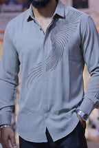 Mint green Stone-Work Party-Wear Shirt