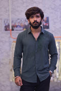 Green Stone-Work Party-Wear Shirt