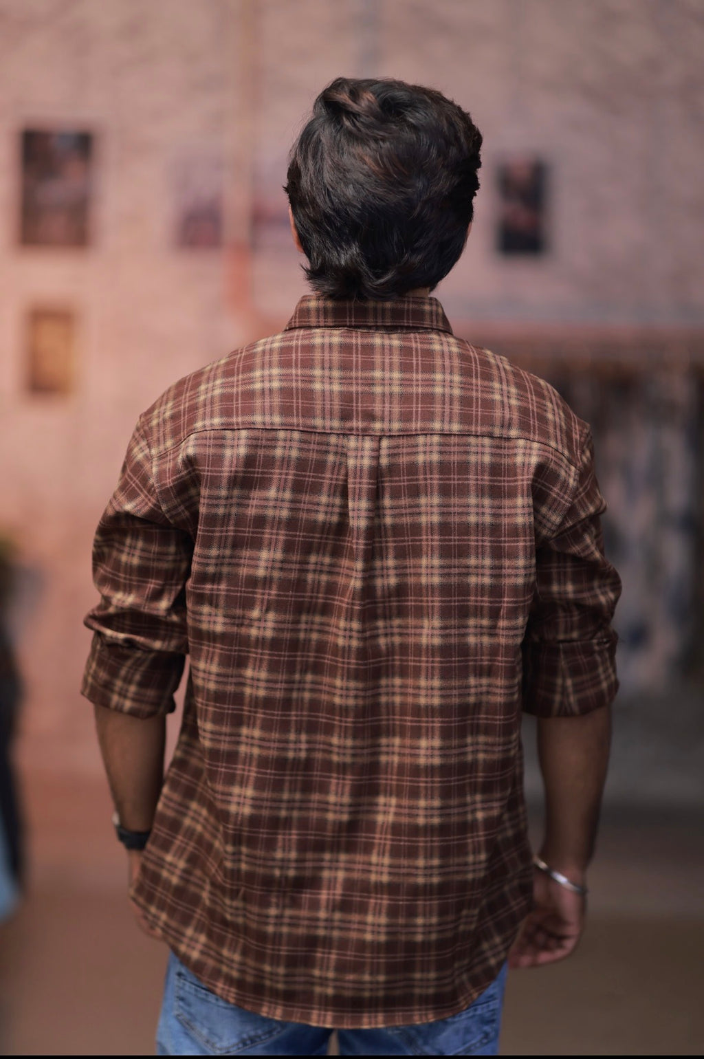 Brown Checked Full-Hand Shirt