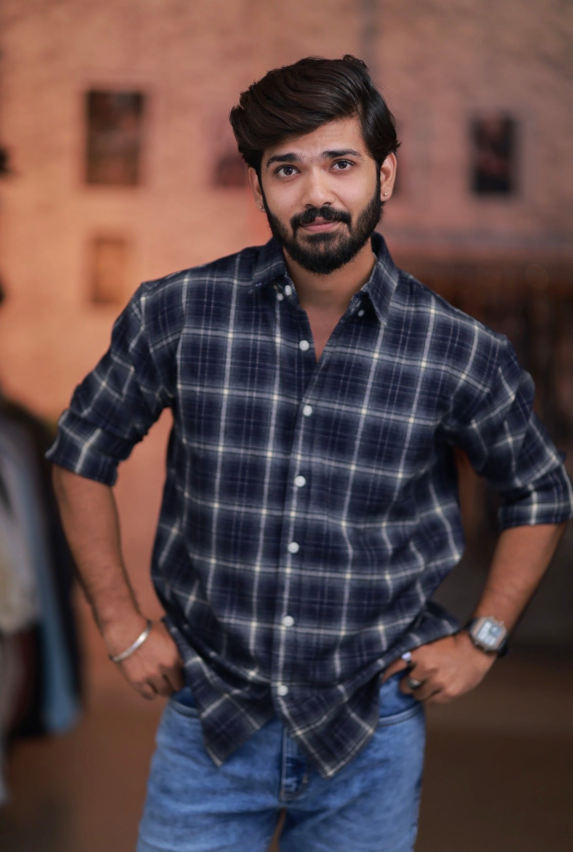 Blue Checked Full-Hand Shirt
