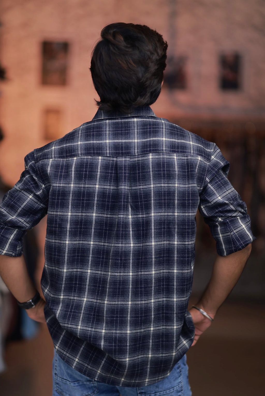 Blue Checked Full-Hand Shirt