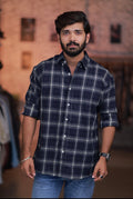 Blue Checked Full-Hand Shirt
