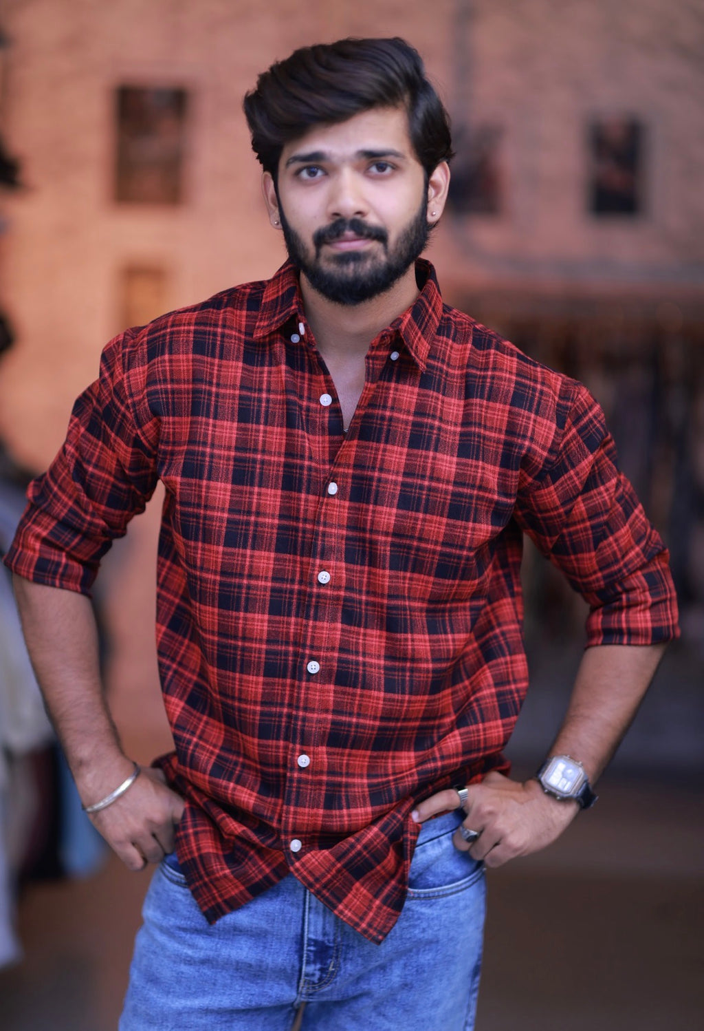 Red Checked Full-Hand Shirt
