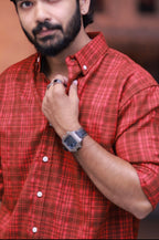 Reddish Checked Full-Hand Shirt