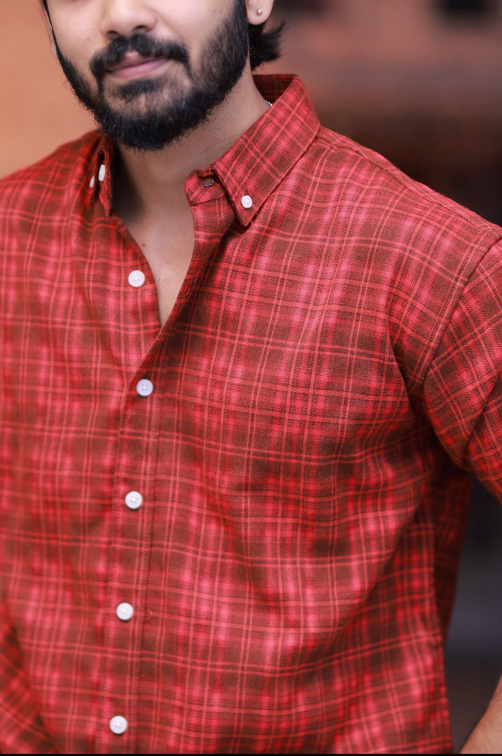 Reddish Checked Full-Hand Shirt