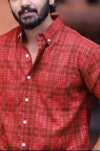 Reddish Checked Full-Hand Shirt