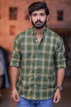 Green Checked Full-Hand Shirt