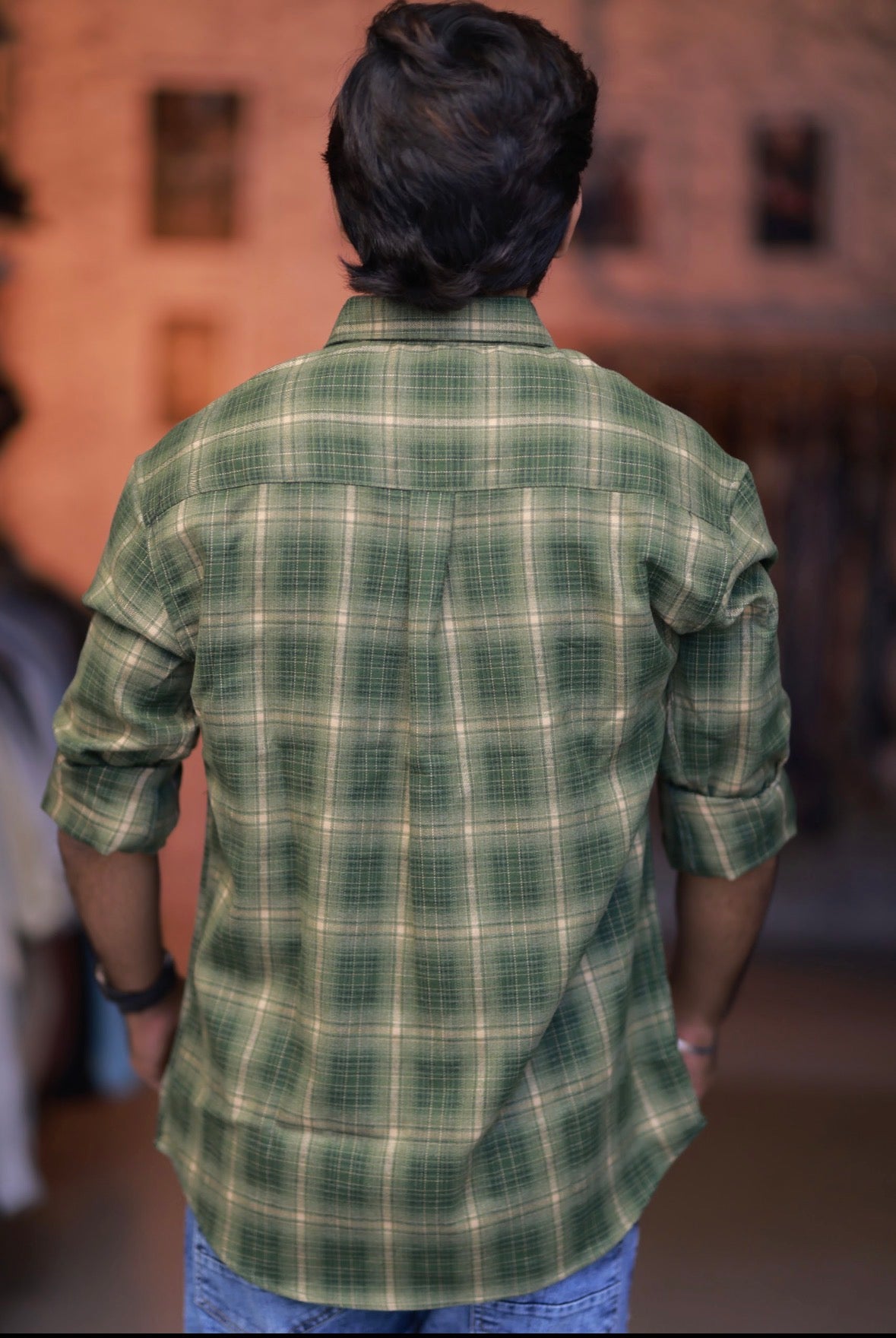 Green Checked Full-Hand Shirt