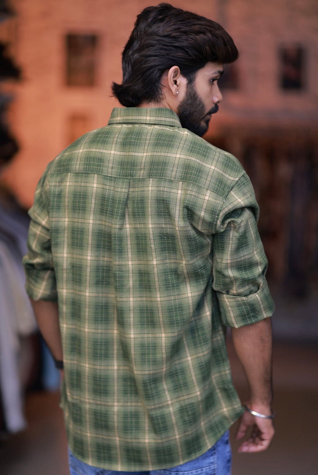 Green Checked Full-Hand Shirt