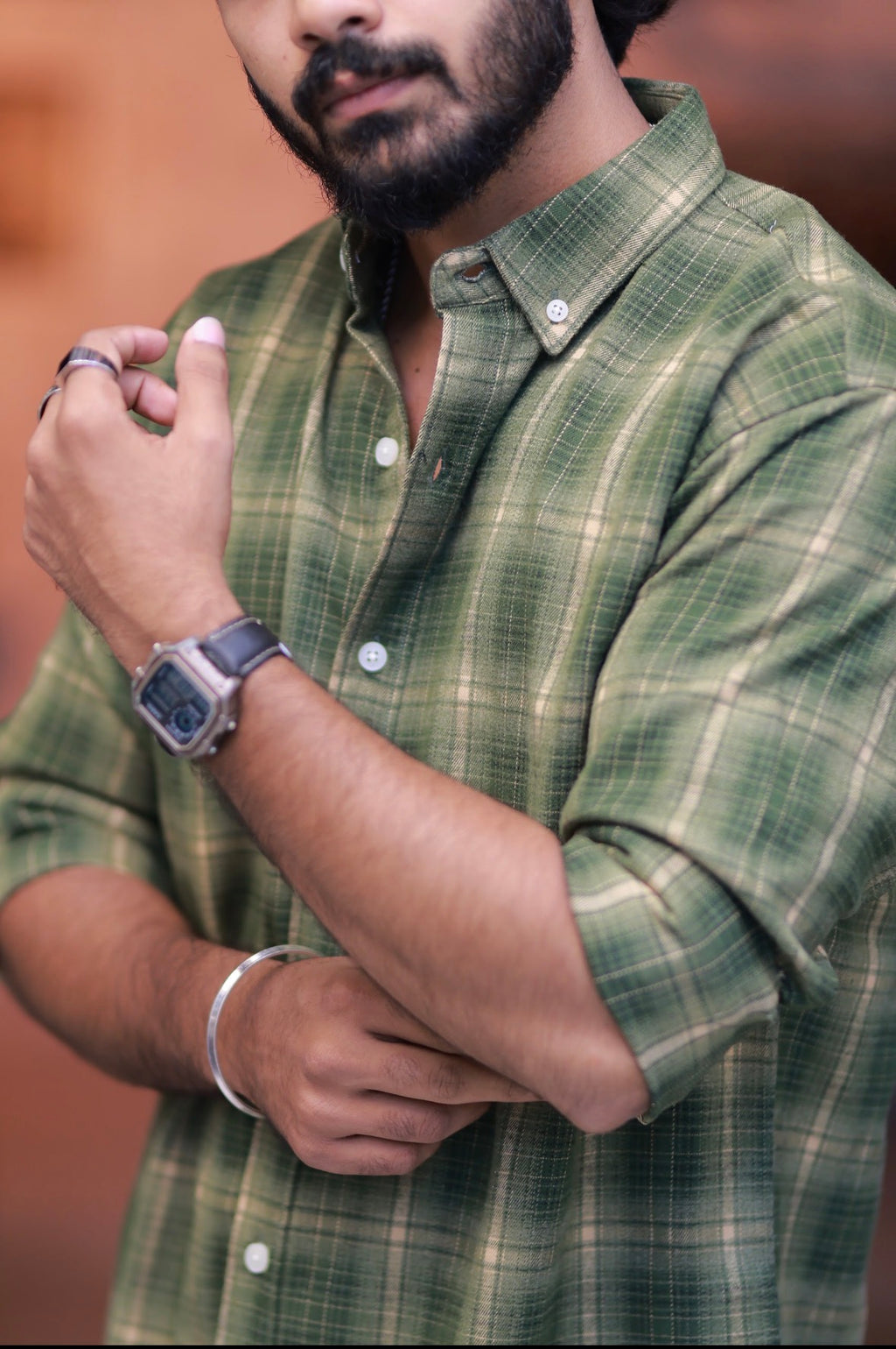 Green Checked Full-Hand Shirt