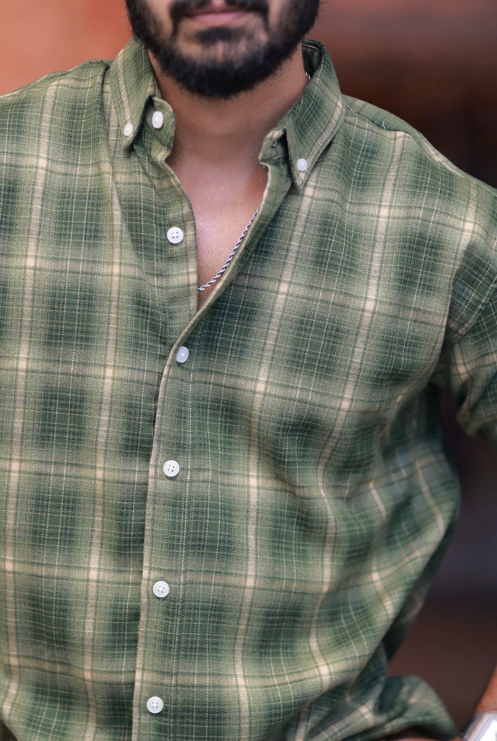 Green Checked Full-Hand Shirt