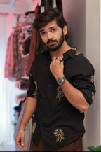 Black Embroidery Full-Hand Shirt