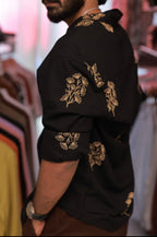Black Embroidery Full-Hand Shirt