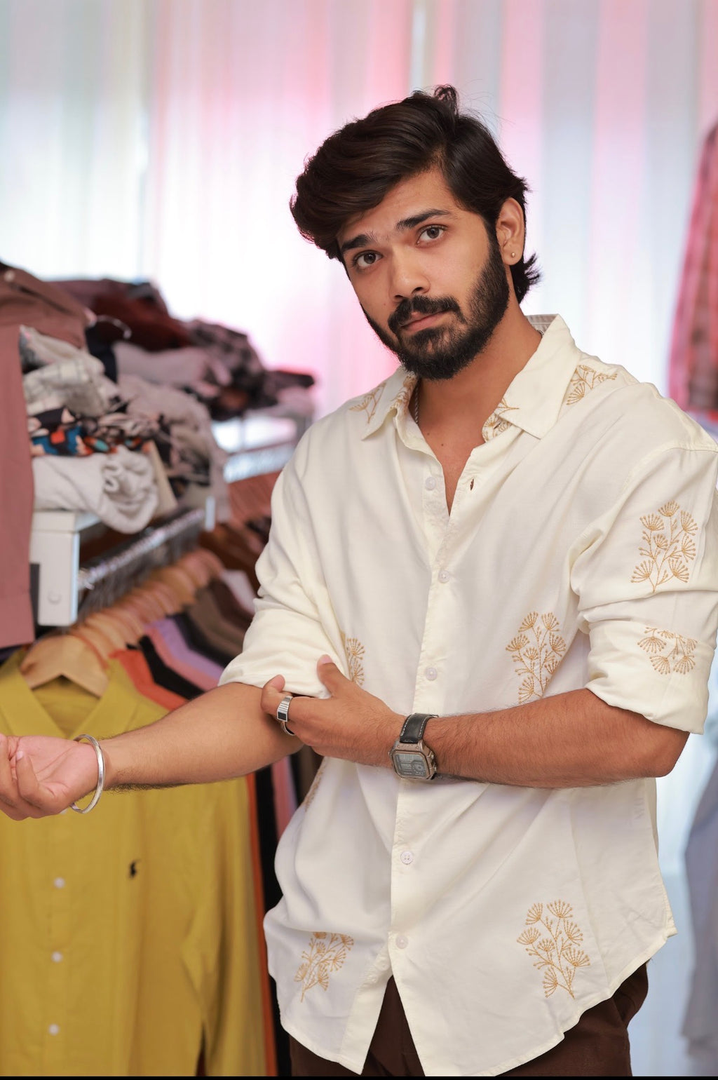 White Embroidery Full-Hand Shirt