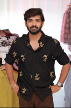 Black Embroidery Full-Hand Shirt