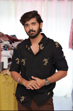 Black Embroidery Full-Hand Shirt