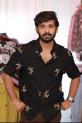 Black Embroidery Full-Hand Shirt