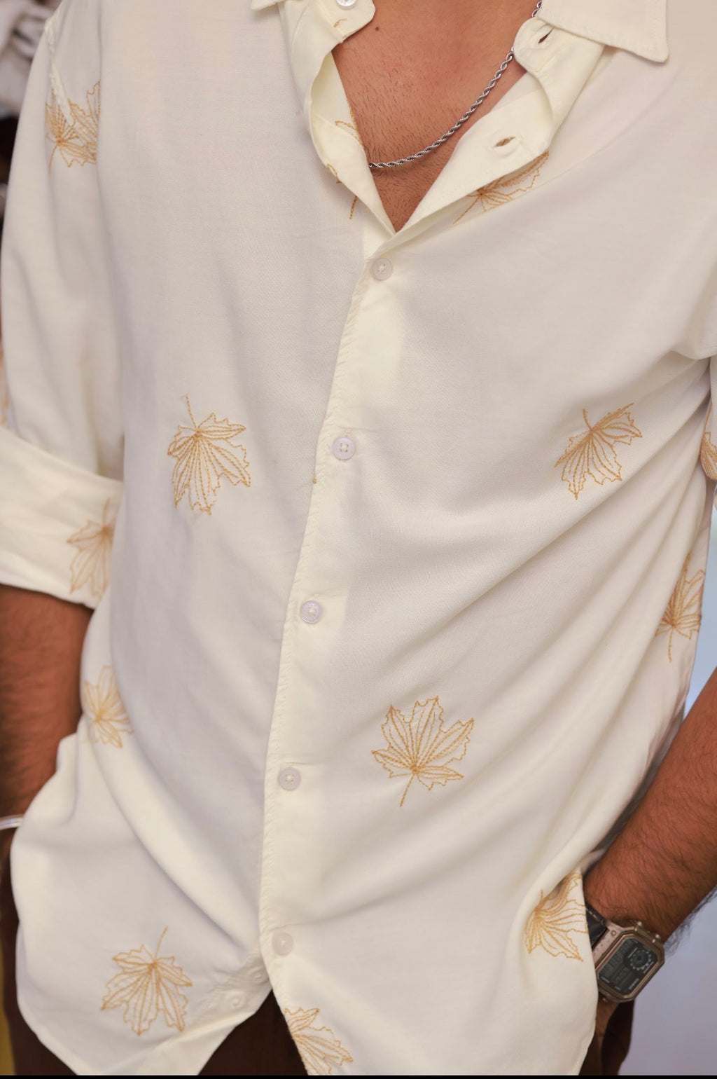 White Embroidery Full-Hand Shirt