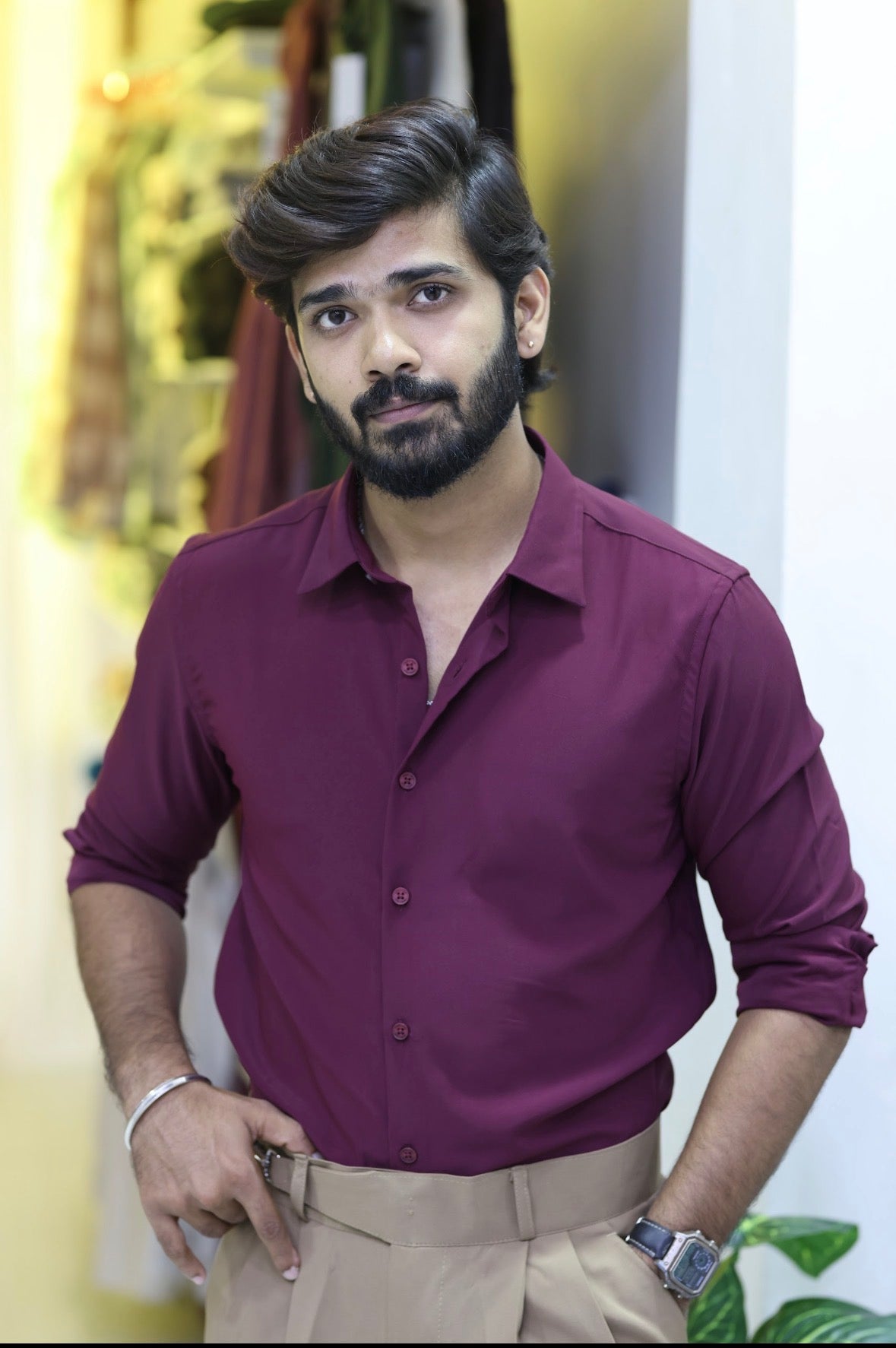 Wine Formal Full-Hand Shirt