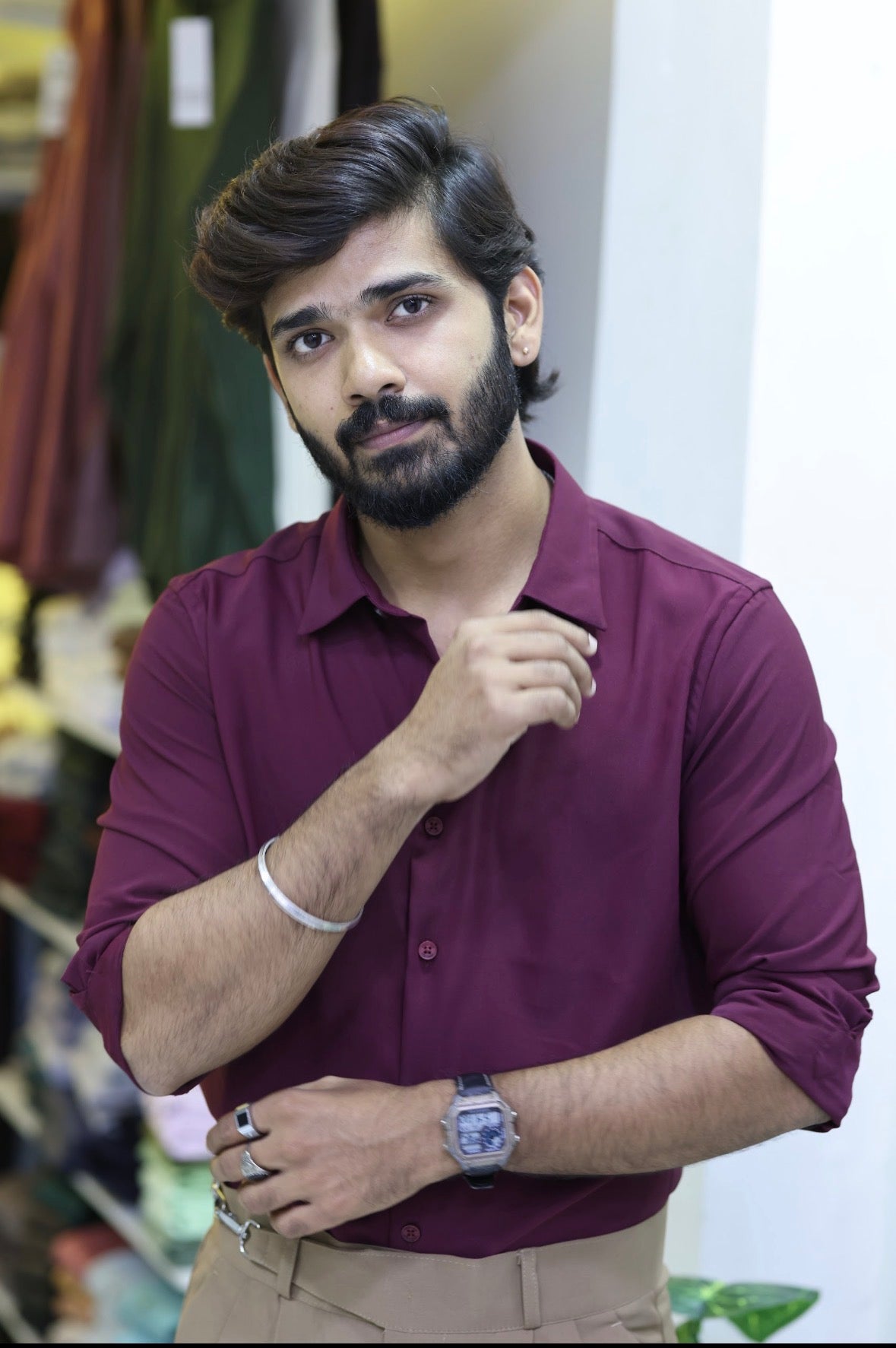 Wine Formal Full-Hand Shirt