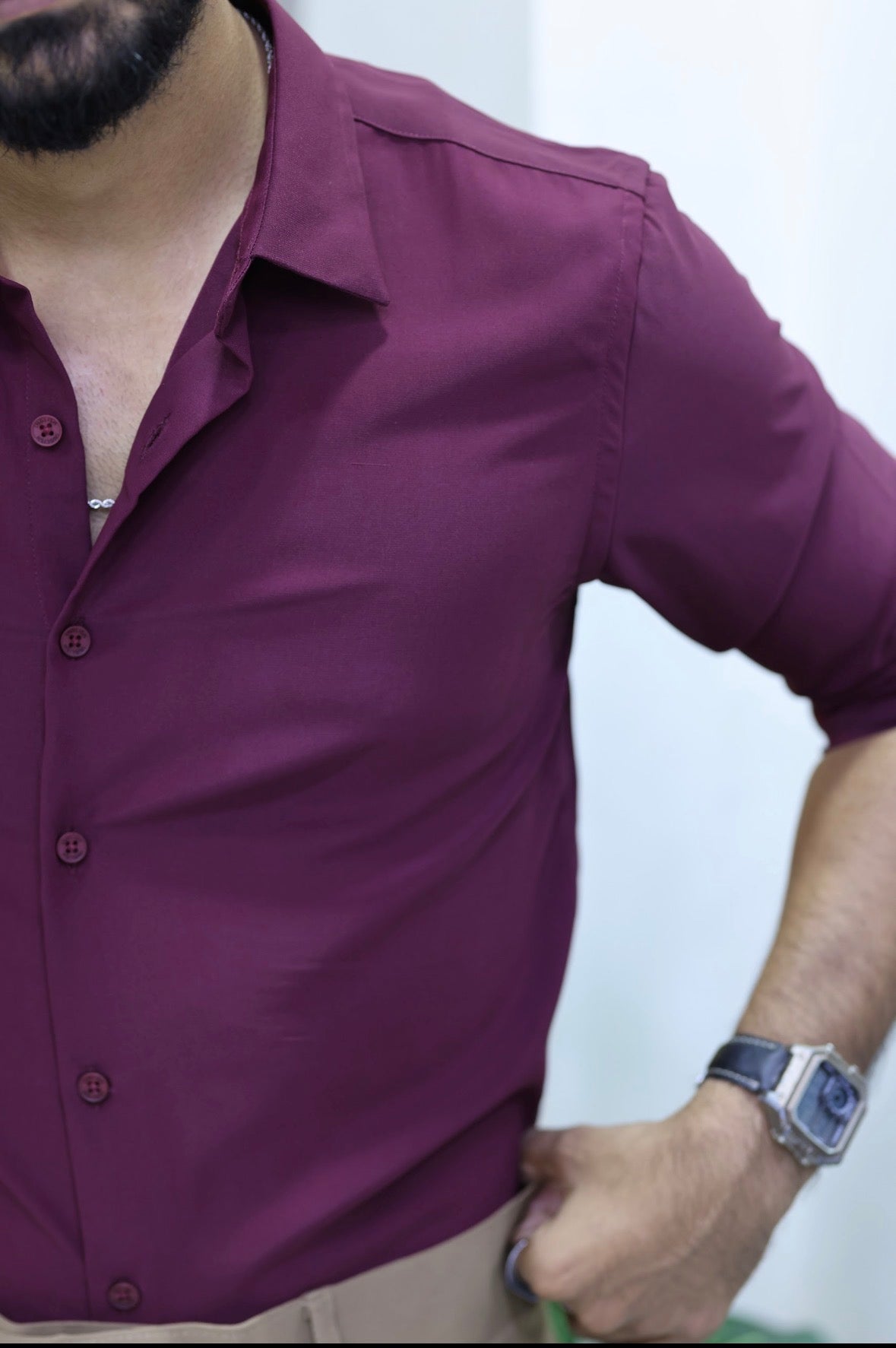 Wine Formal Full-Hand Shirt
