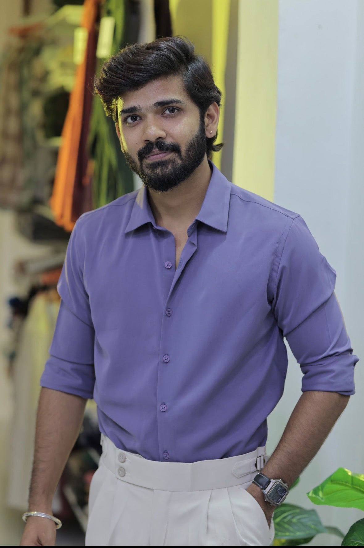 Purple Plain Formal Full-Hand Shirt