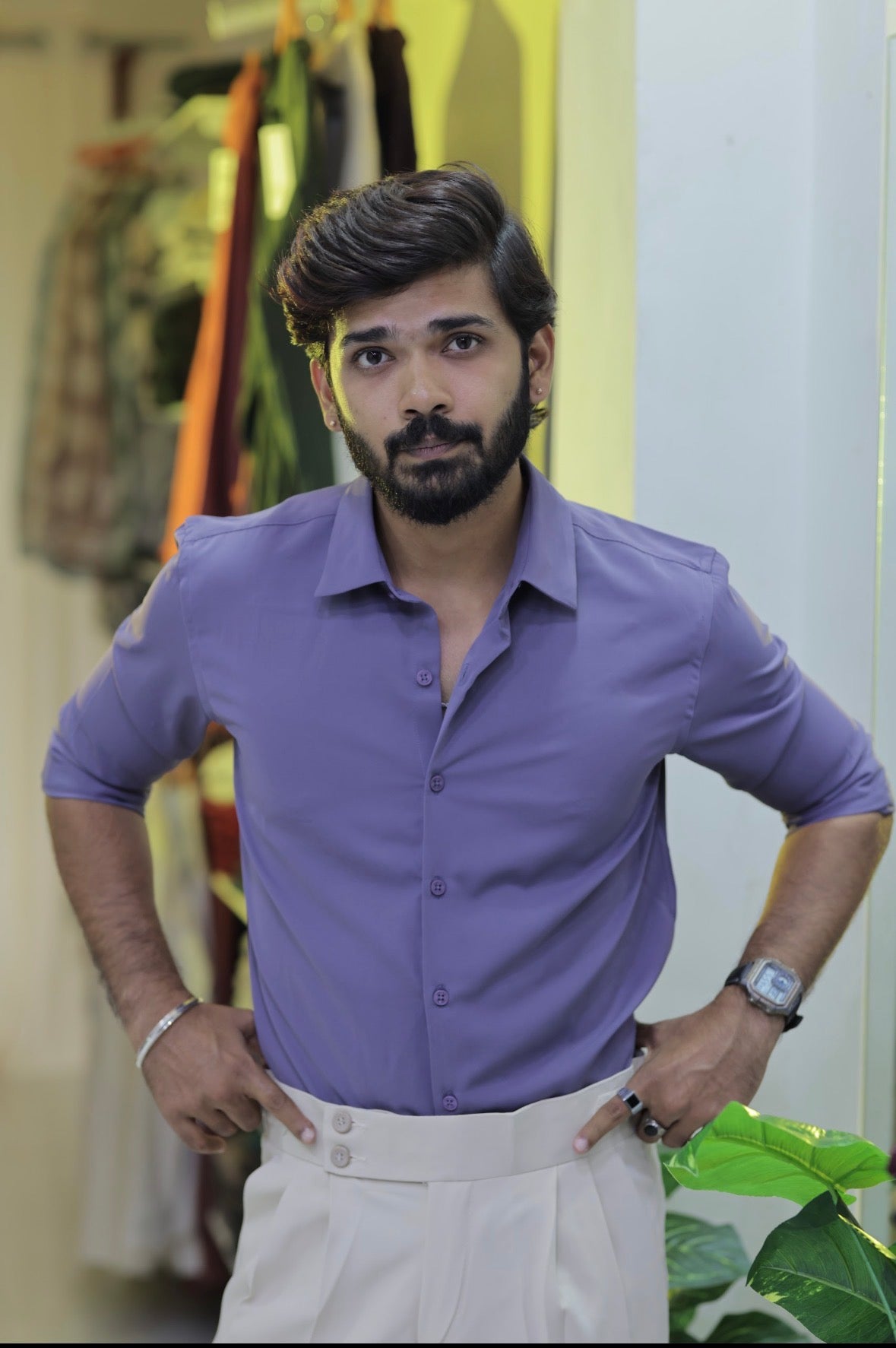 Purple Plain Formal Full-Hand Shirt