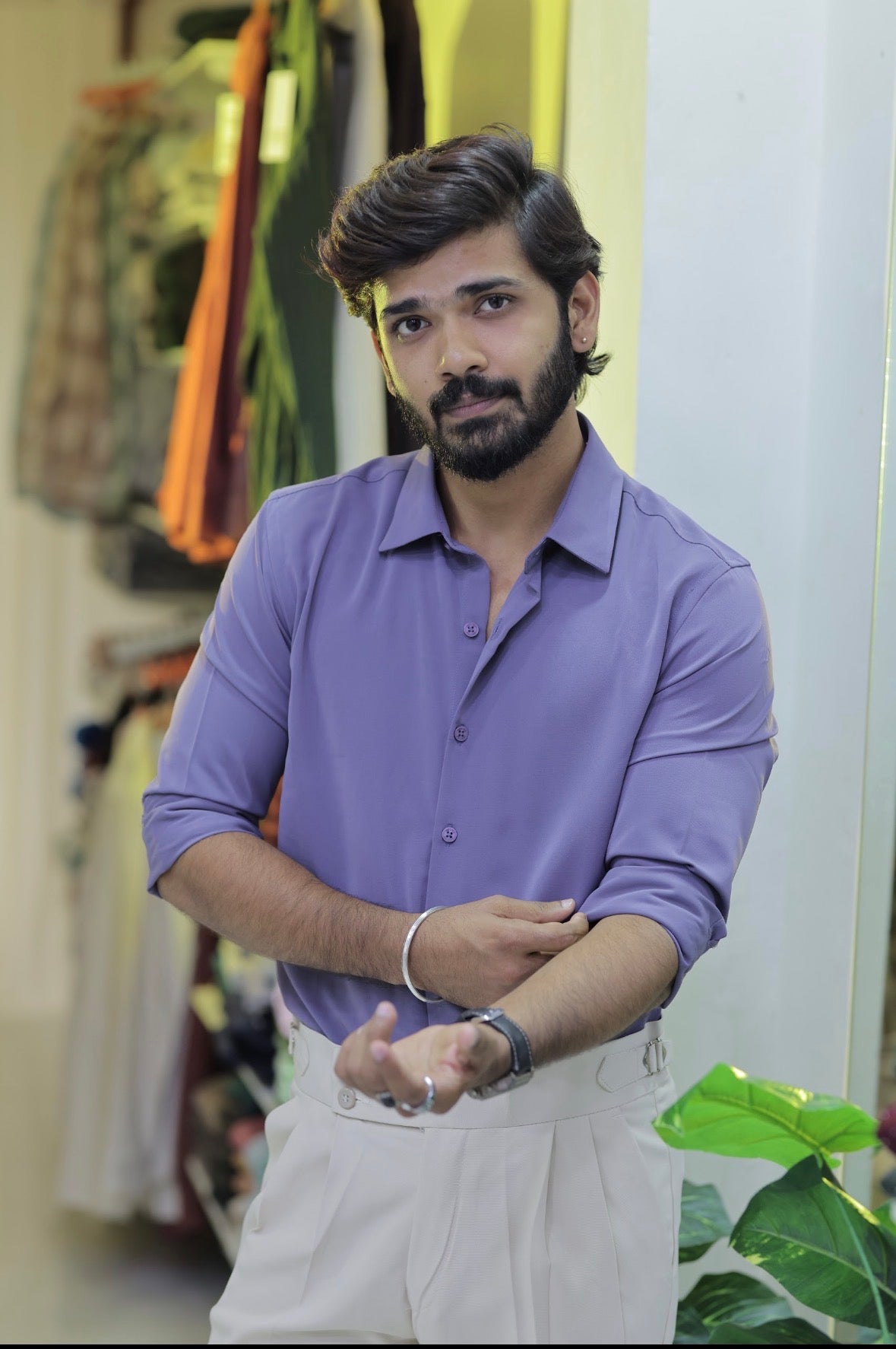 Purple Plain Formal Full-Hand Shirt