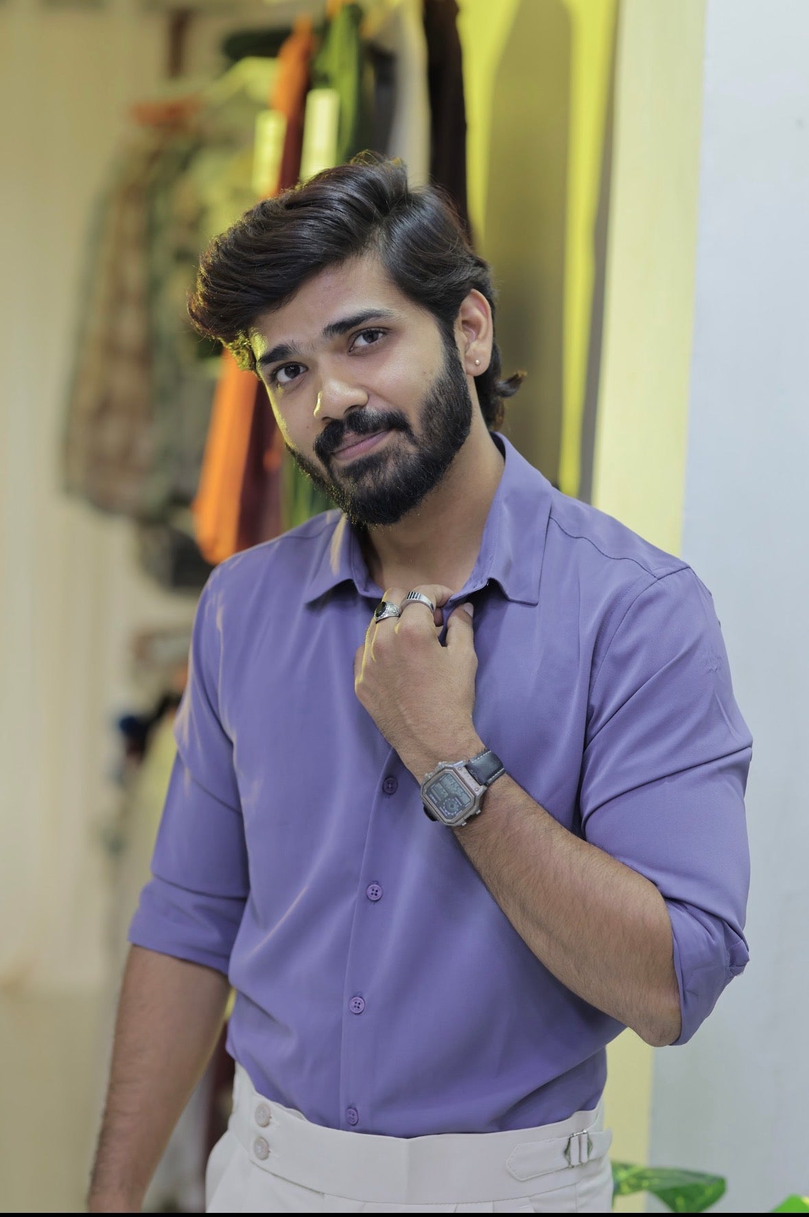 Purple Plain Formal Full-Hand Shirt