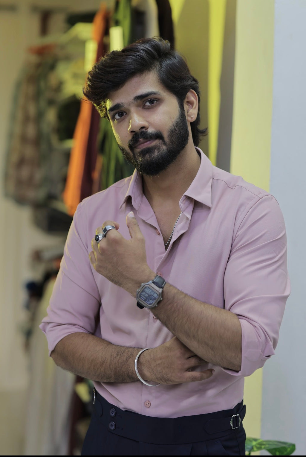 Pink Plain Formal Full-Hand Shirt