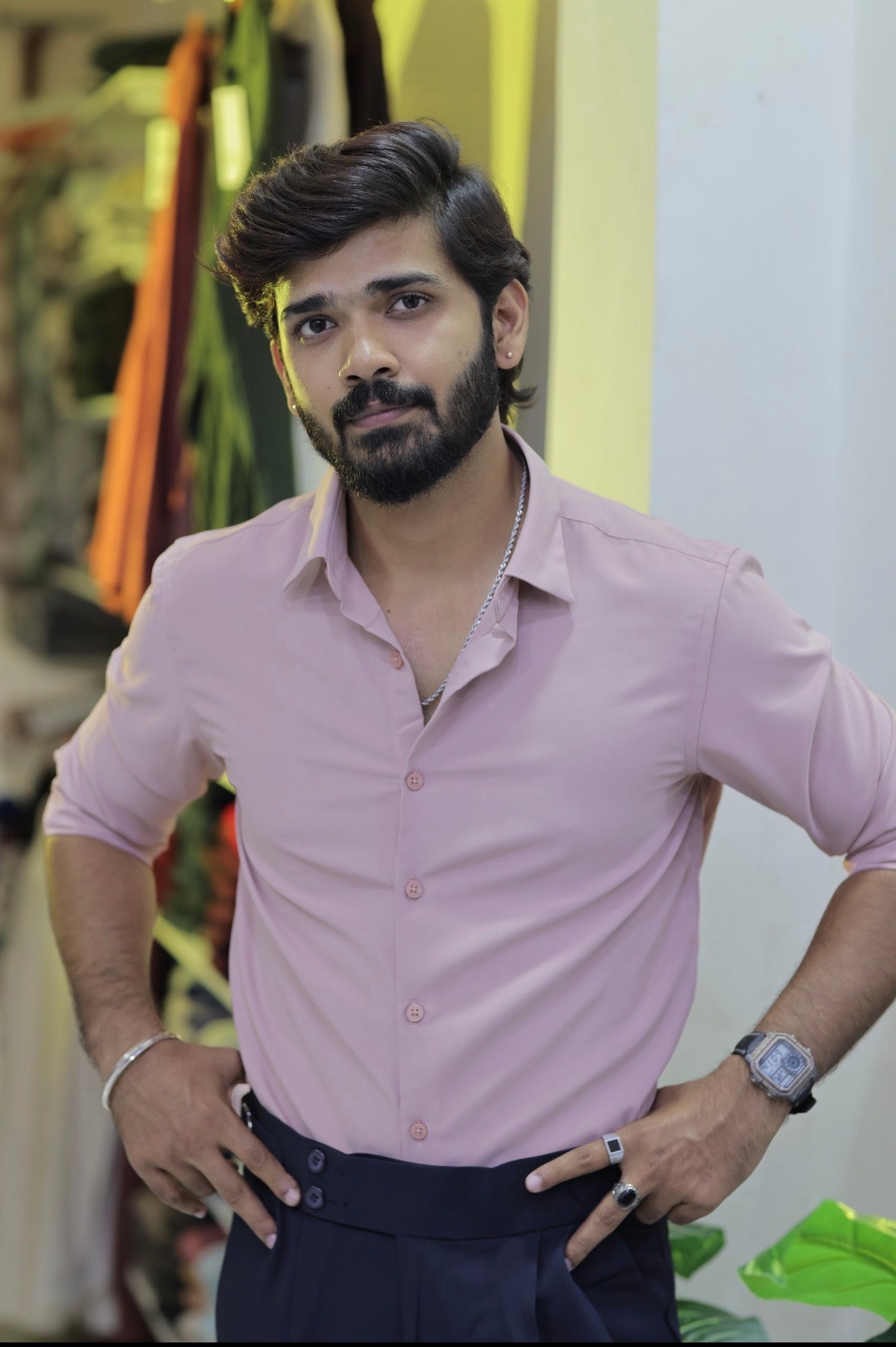 Pink Plain Formal Full-Hand Shirt