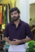 Dark-Purple Plain Formal Full-Hand Shirt