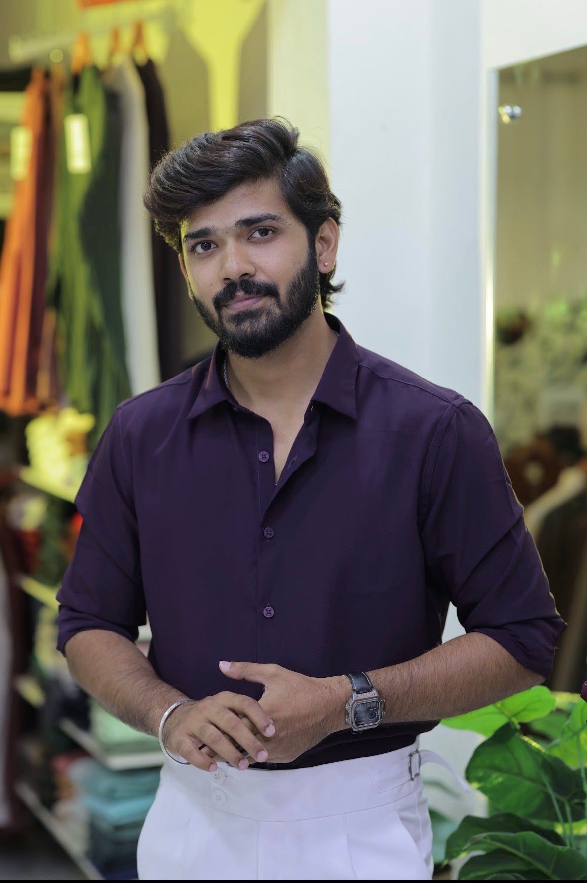 Dark-Purple Plain Formal Full-Hand Shirt