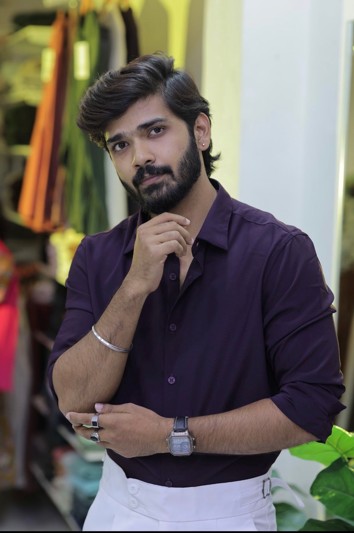 Dark-Purple Plain Formal Full-Hand Shirt