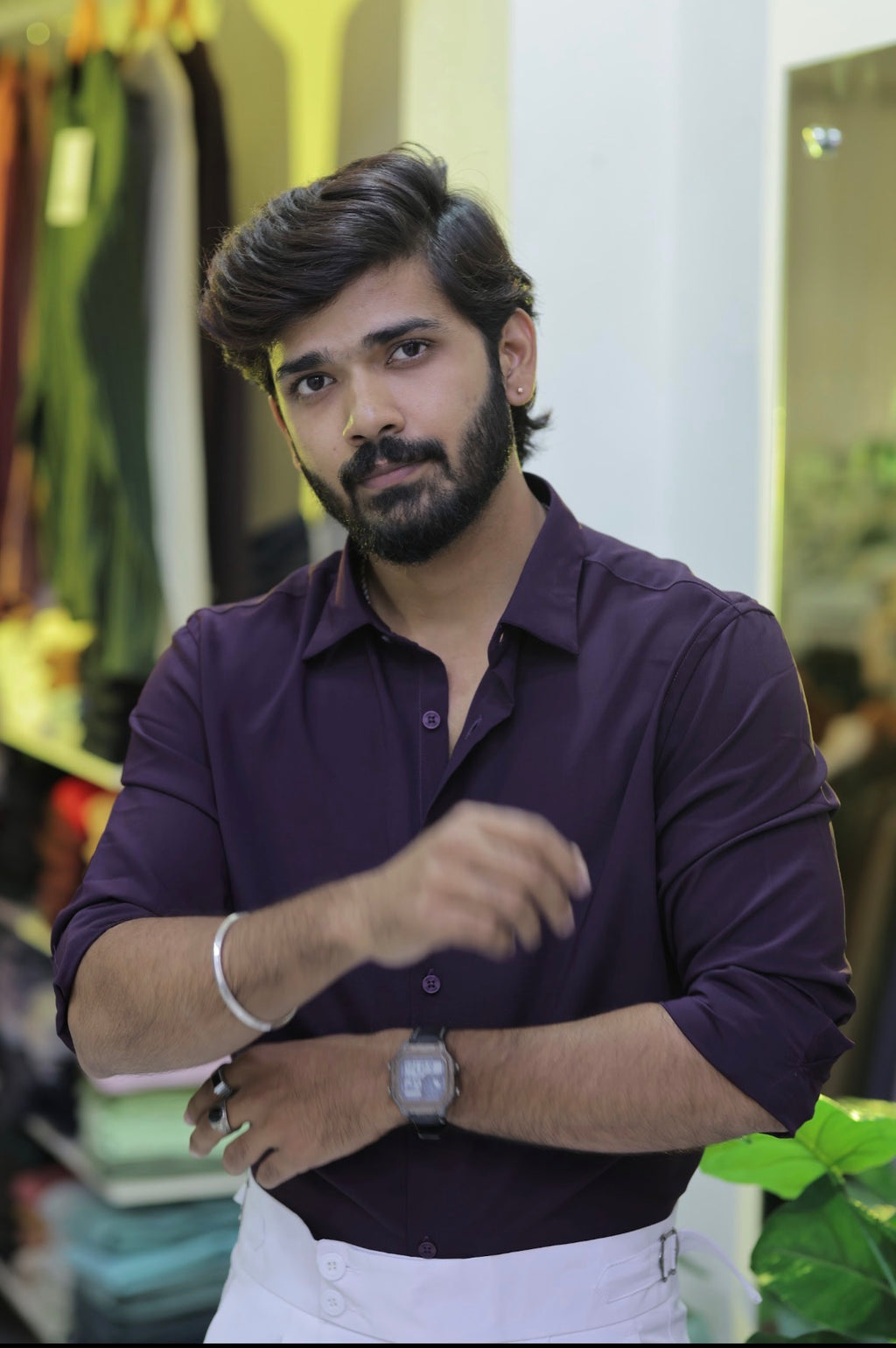Dark-Purple Plain Formal Full-Hand Shirt