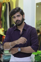 Dark-Purple Plain Formal Full-Hand Shirt