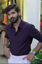 Dark-Purple Plain Formal Full-Hand Shirt