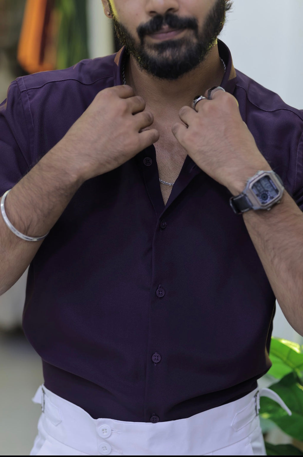 Dark-Purple Plain Formal Full-Hand Shirt