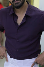 Dark-Purple Plain Formal Full-Hand Shirt