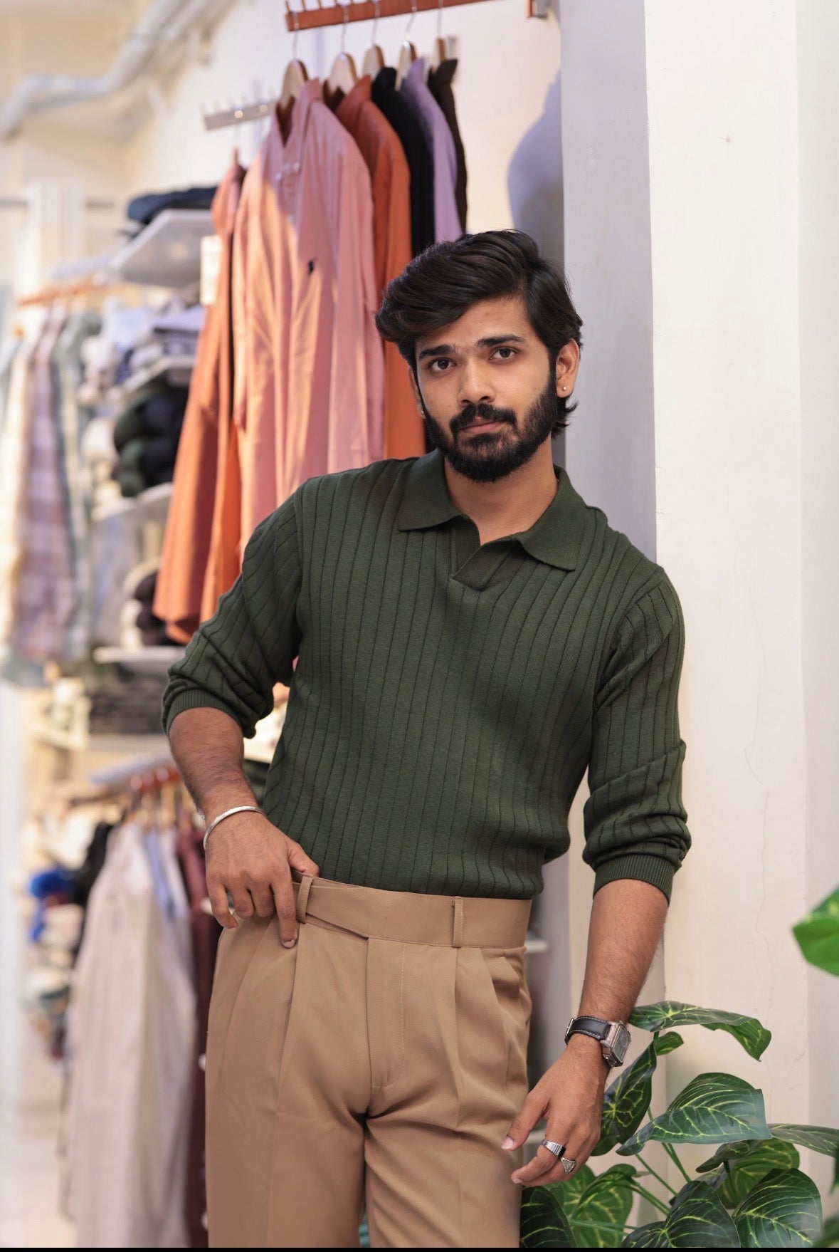 Green Old-Money Full-Hand Shirt
