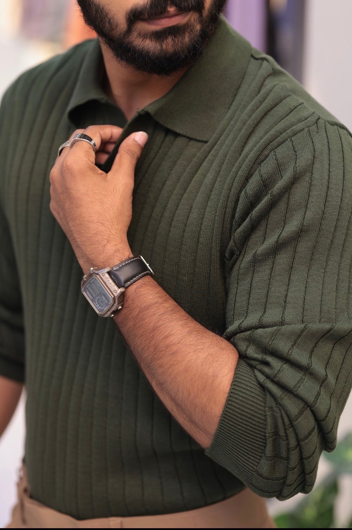 Green Old-Money Full-Hand Shirt