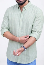 Green Striped Full-Hand Shirt