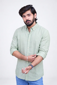 Green Striped Full-Hand Shirt